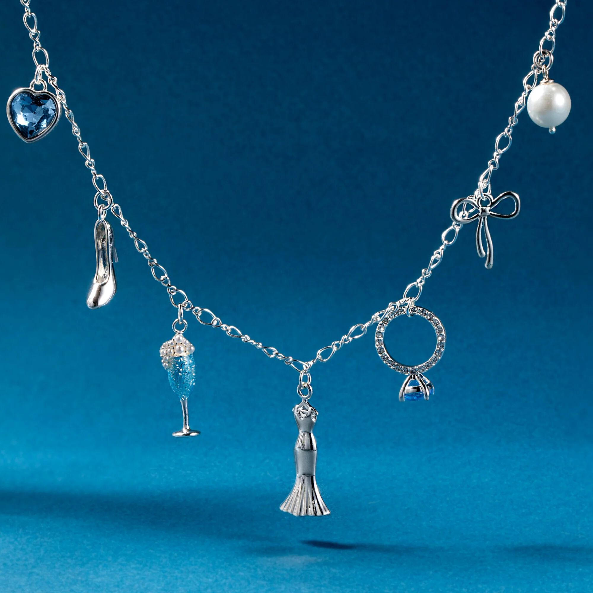 Bridal Multi-Charm Necklace, Silver / Silver, alternate image number 4