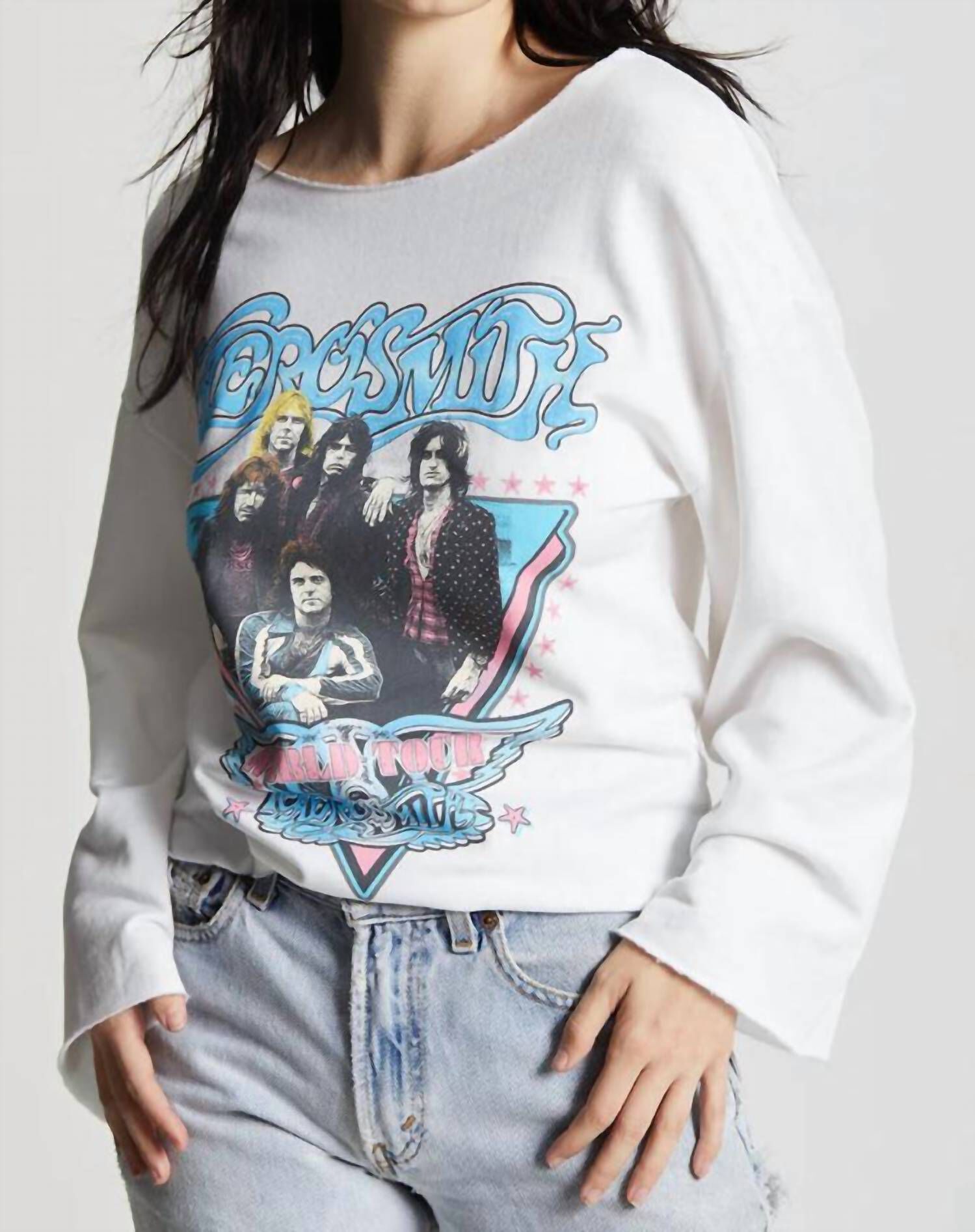 AEROSMITH WORLD TOUR BELL SLEEVE TOP IN WHITE, White / White, alternate image number 2