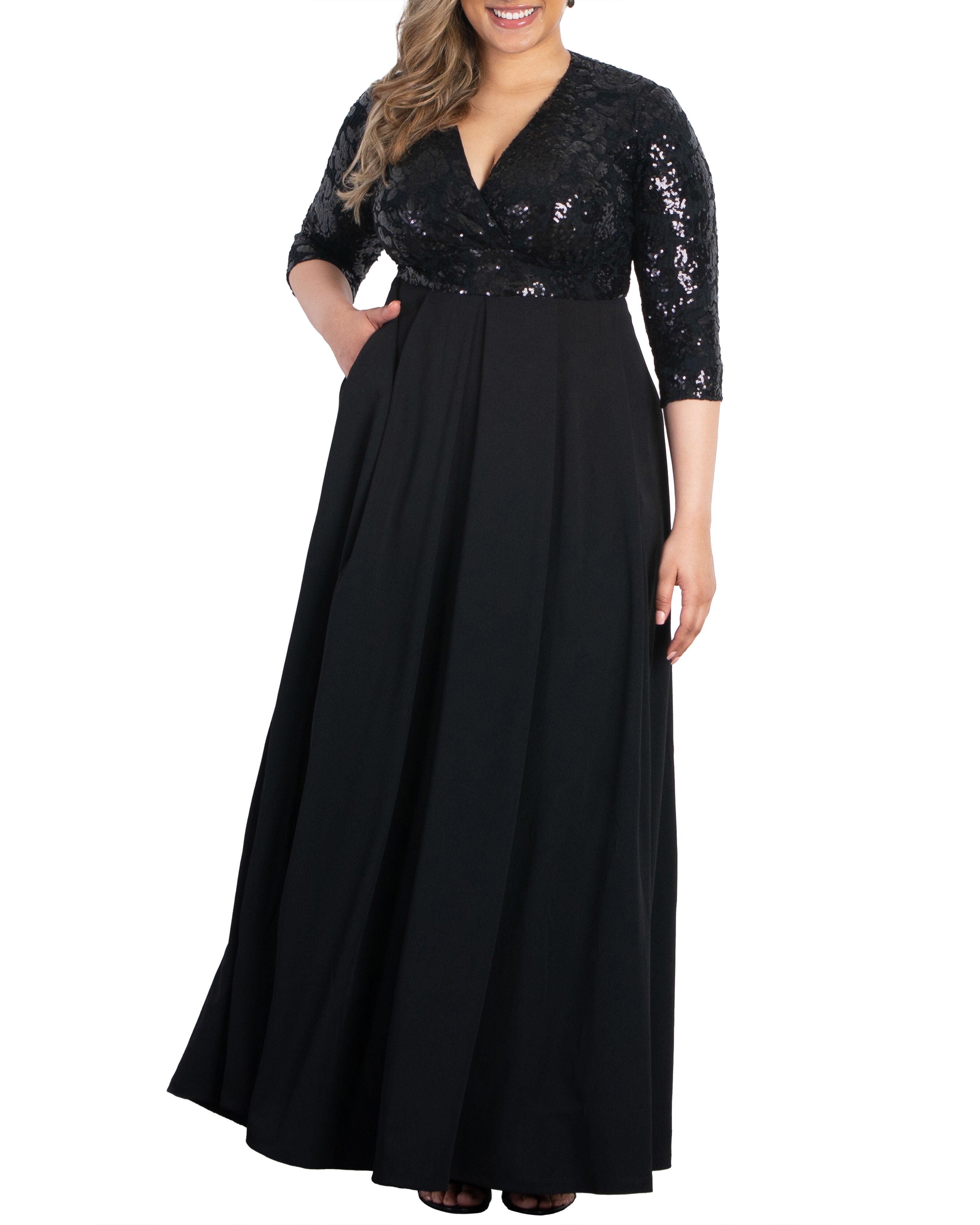 Paris Pleated Sequin Gown, ONYX / Black, hi-res image number 0