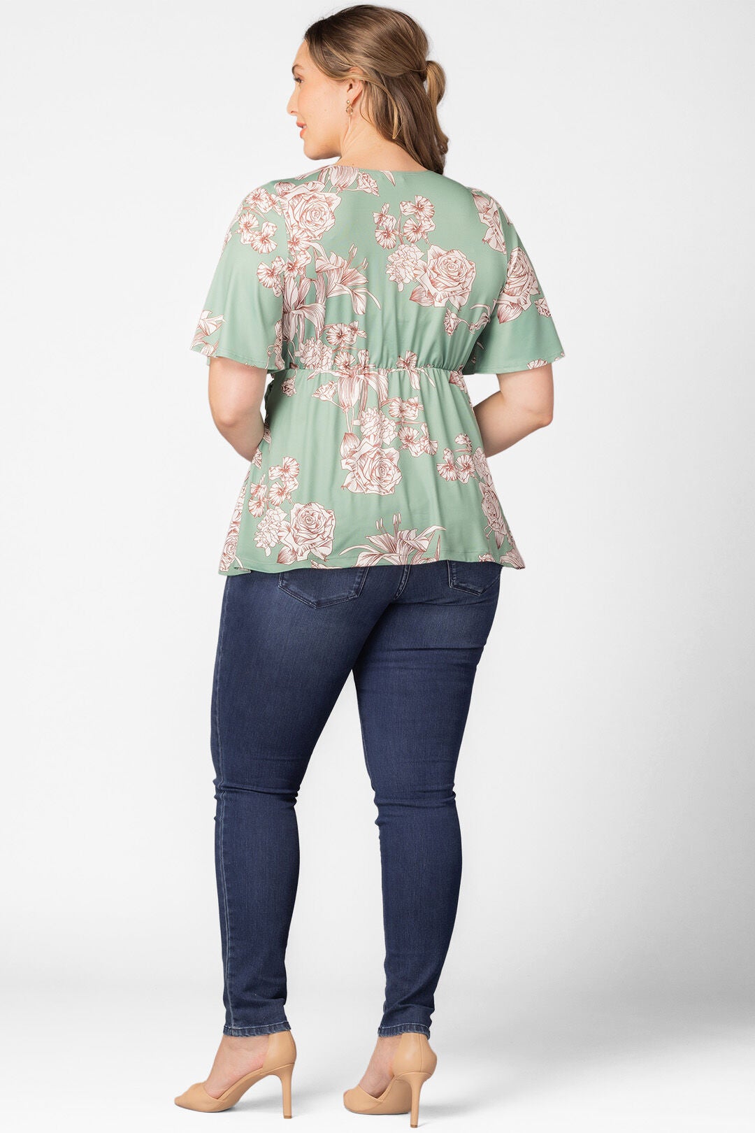 Abby Twist Front Top, Sage Garden Print / Sage Green, alternate image number 1