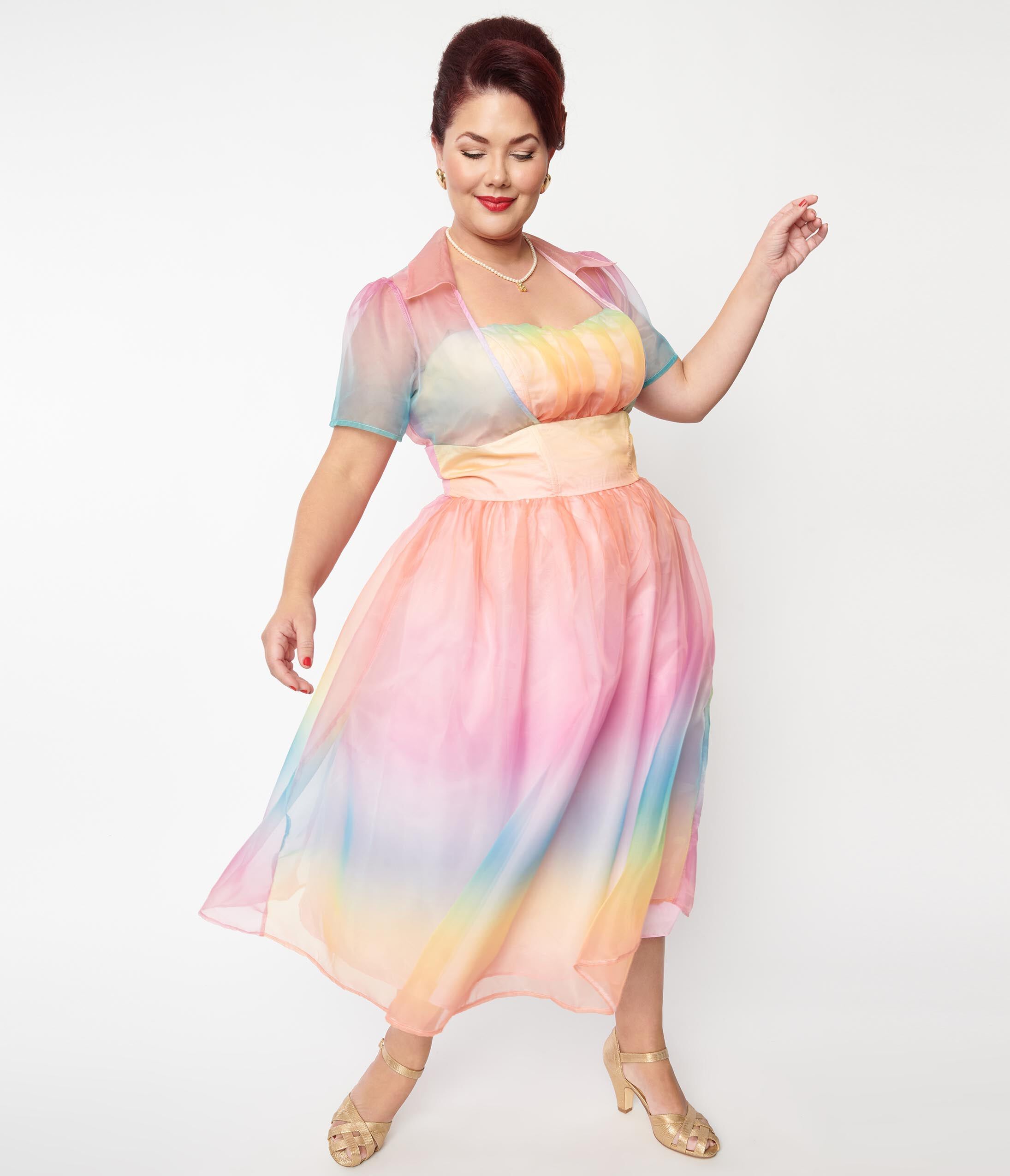 Plus rainbow dress top