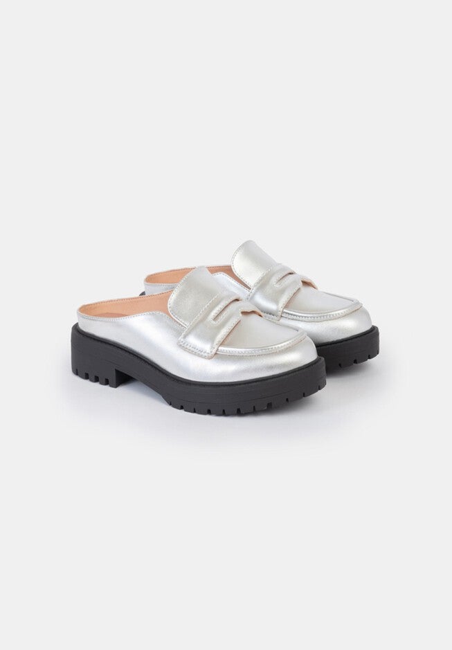Alex Lug Loafer Mule, Metallic Silver / Brown, alternate image number 2