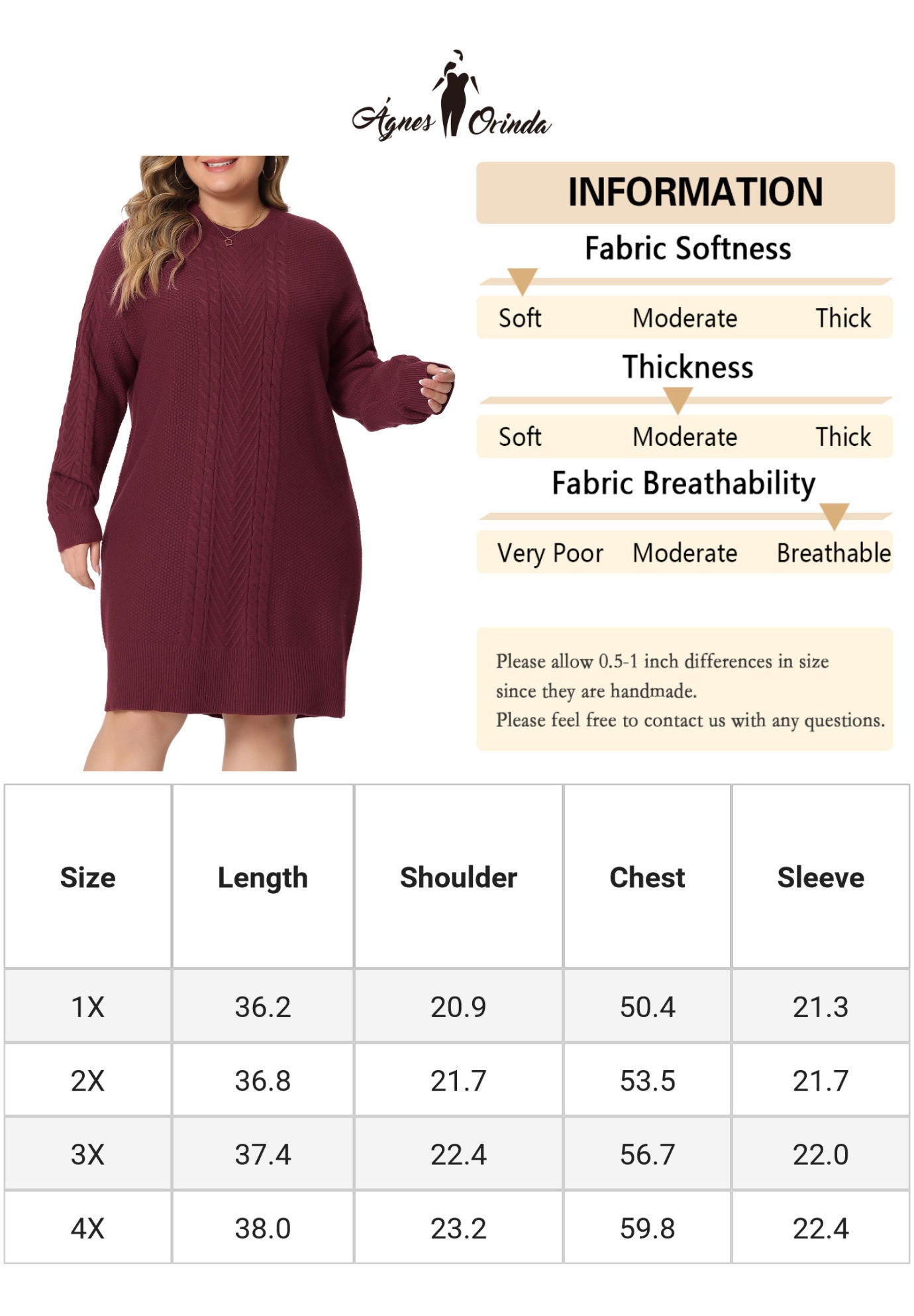CREWNECK LONG SLEEVE KNIT TUNIC PULLOVER SHORT SWEATER DRESS, Burgundy / Red, alternate image number 4