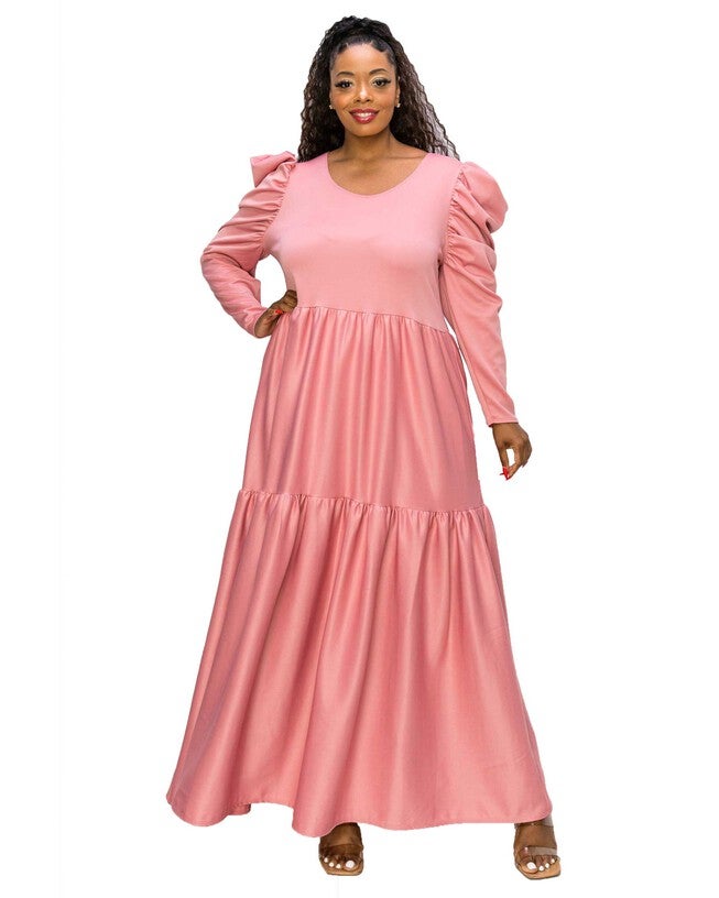 ISABEL TIERED MAXI DRESS, Lt Mauve / Pink, hi-res image number 0