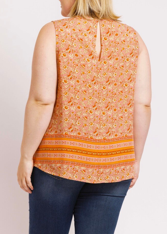 Maliah Sleeveless Floral Top, O215 CORAL / Coral, alternate image number null