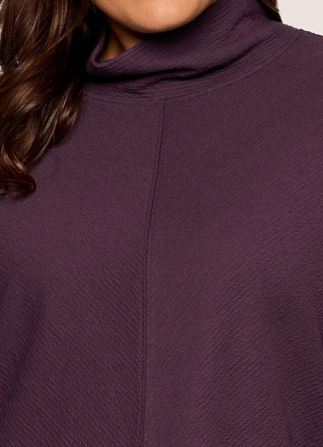 Studio Jacquard Mock Neck Pullover, Plum / Burgundy, alternate image number null