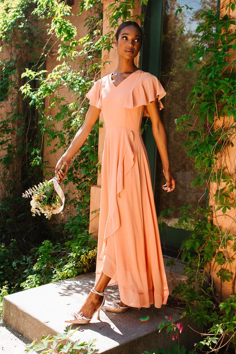 Callie Dress, Apricot Crush Chiffon / Peach, hi-res image number 0