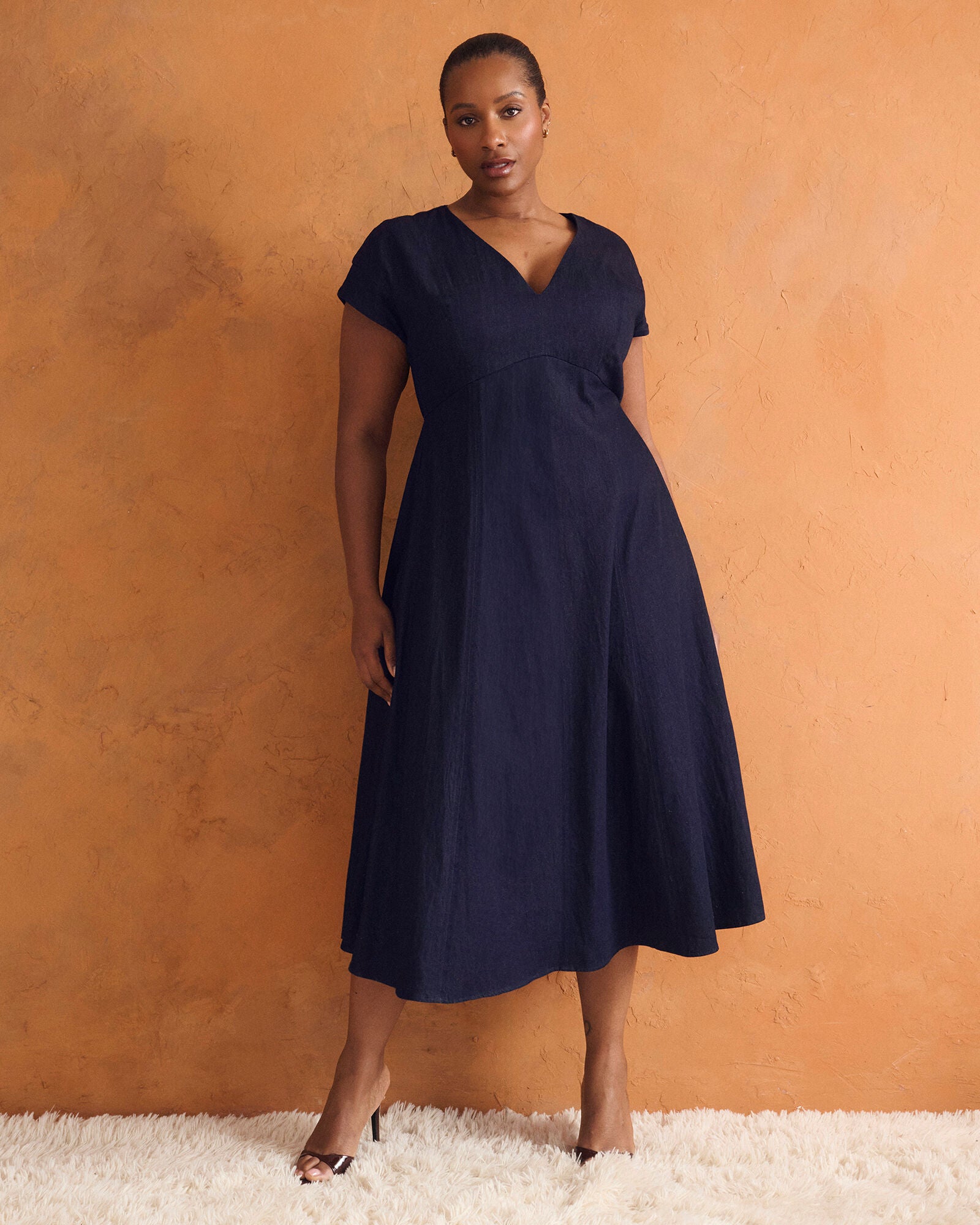 Abbie Denim Midi Dress, Indigo Noir / Navy, alternate image number 1
