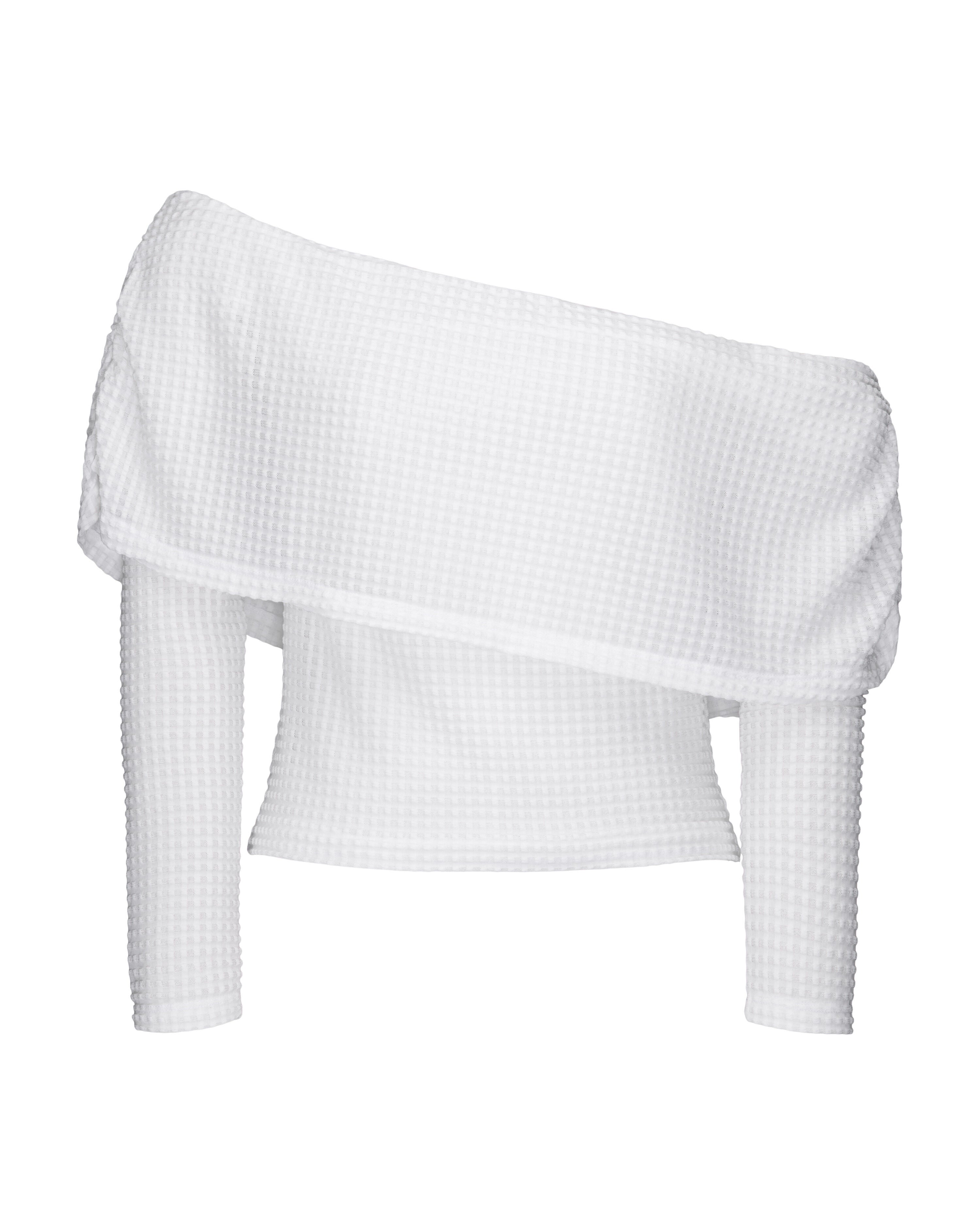 Geometric Knit Cowl Neck Top, WHITE / White, alternate image number 2