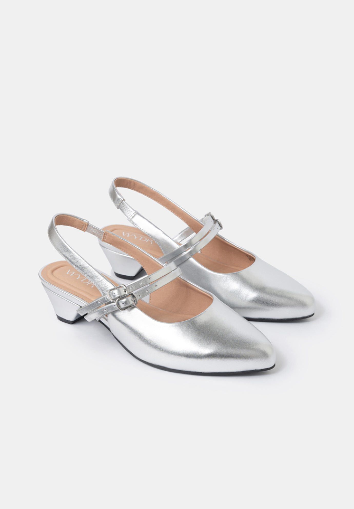 Aria Double Strap Pointy Toe Mary Jane, Metallic Silver / Silver, alternate image number 1