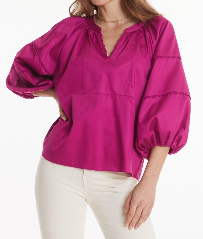 MOLLY COTTON SOLID TOP IN BOUGAINVILLEA, Bougainvillea / Purple, hi-res image number 0