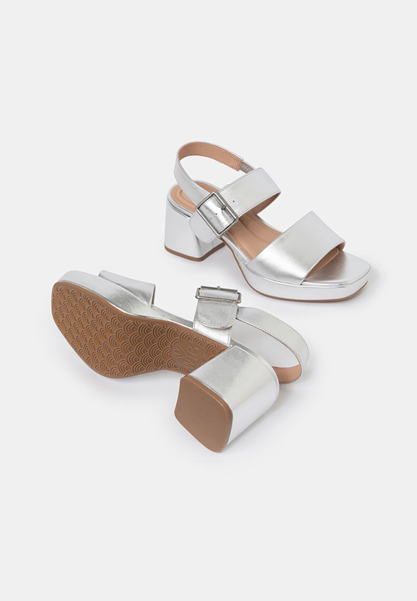 Monroe Two-Strap Platform Sandals, Silver / Silver, alternate image number 3