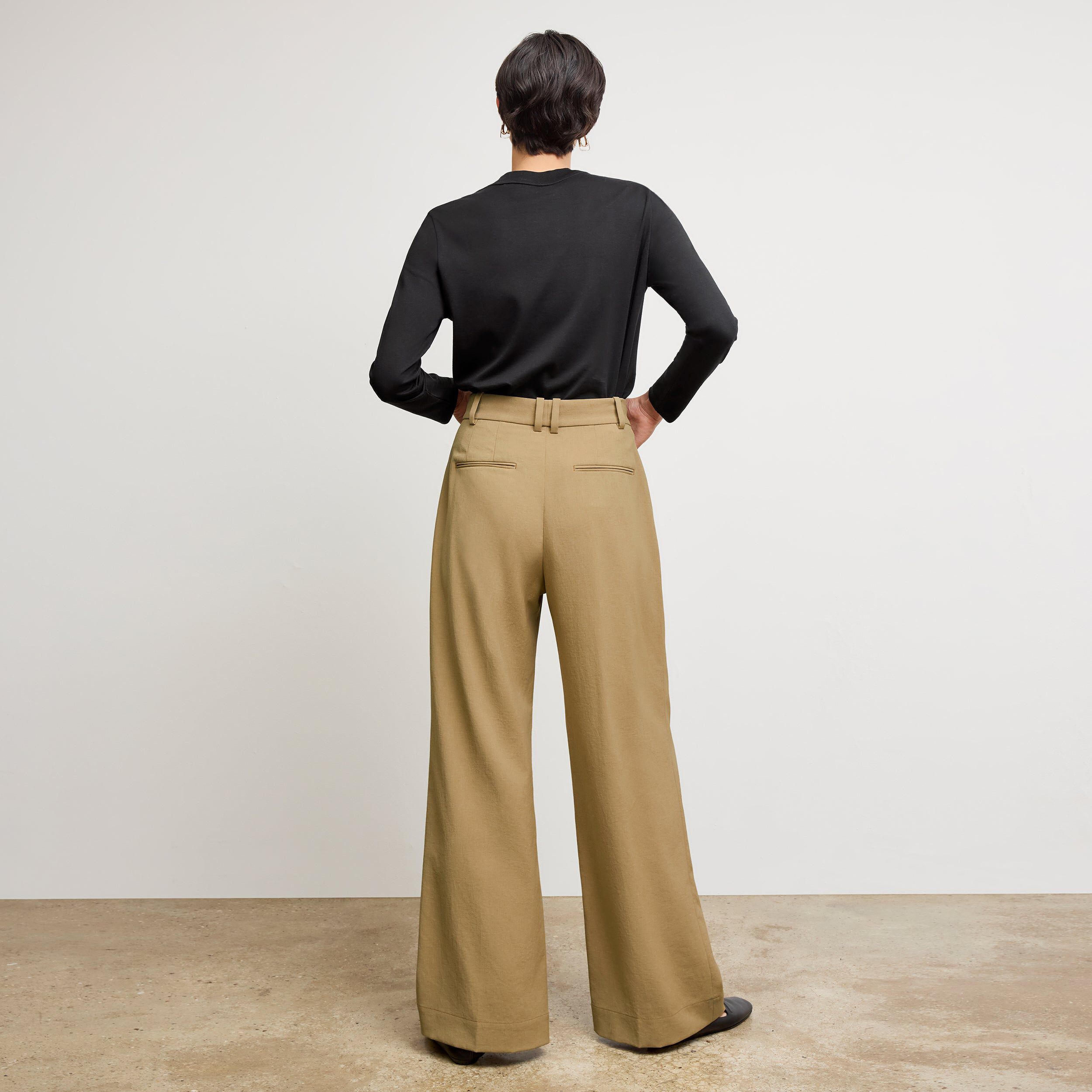 Bia Pleated Trouser - Air Twill, Macaroon / Brown, alternate image number 3