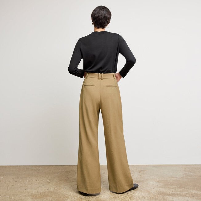 Bia Pleated Trouser - Air Twill, Macaroon / Brown, alternate image number 3