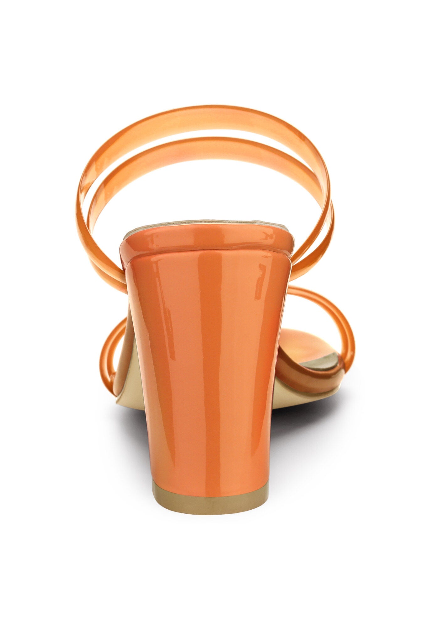 Strappy Slides Mules Block High Heel Sandal, Orange / Orange, alternate image number 2