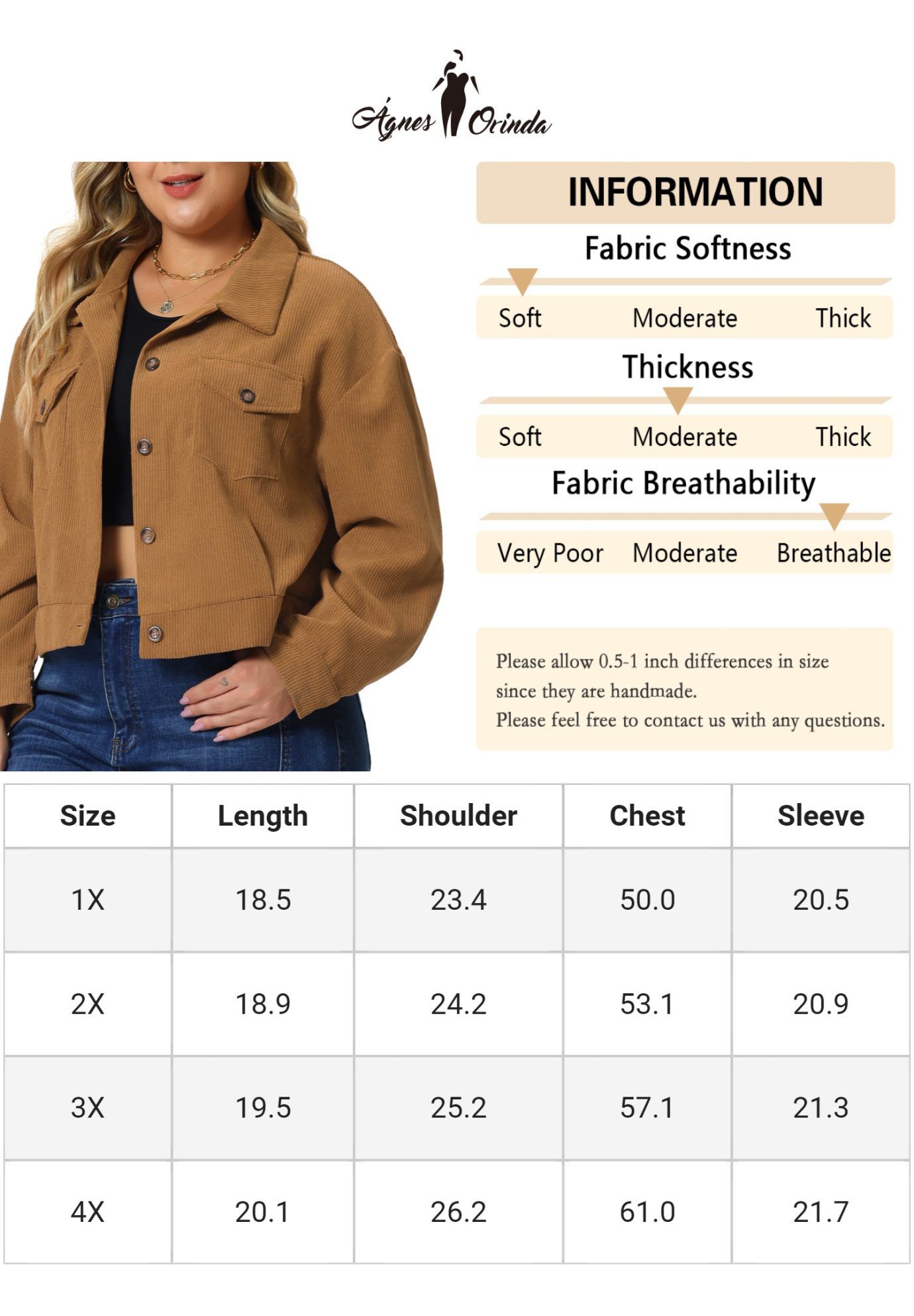 CORDUROY CROPPED BUTTON DOWN LONG SLEEVE SHIRT SHACKET JACKET, Brown / Brown, alternate image number 4