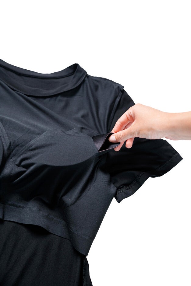 Everyday Elevated Long-Sleeve Brami with Built-In Bra, Black Onyx / Black, alternate image number null