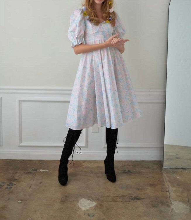 TEA ROSE DRESS IN PASTEL BOUQUET, Pastel Bouquet / White, alternate image number null