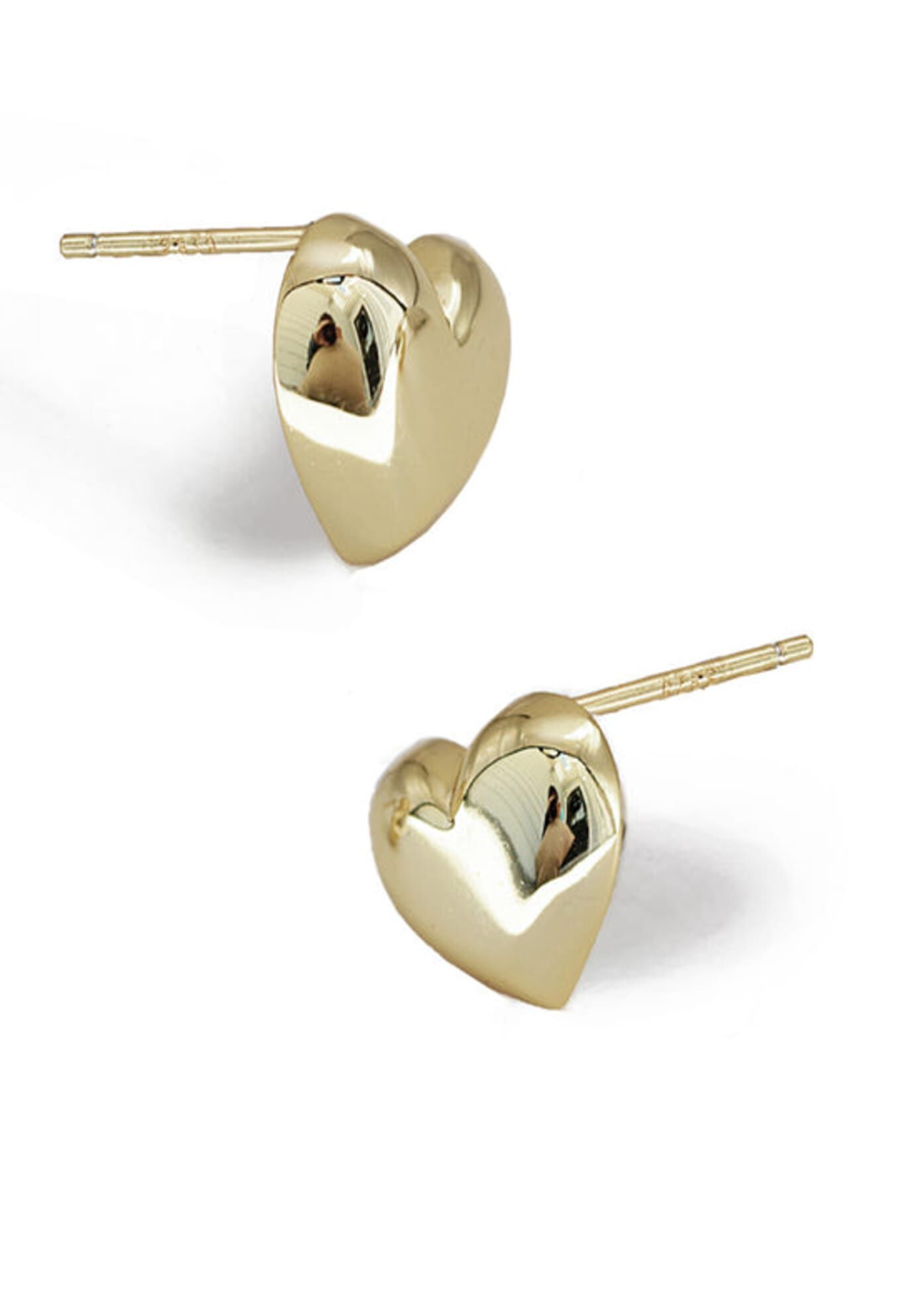 PUFFY HEART Stud Earrings, Silver / Silver, alternate image number 4