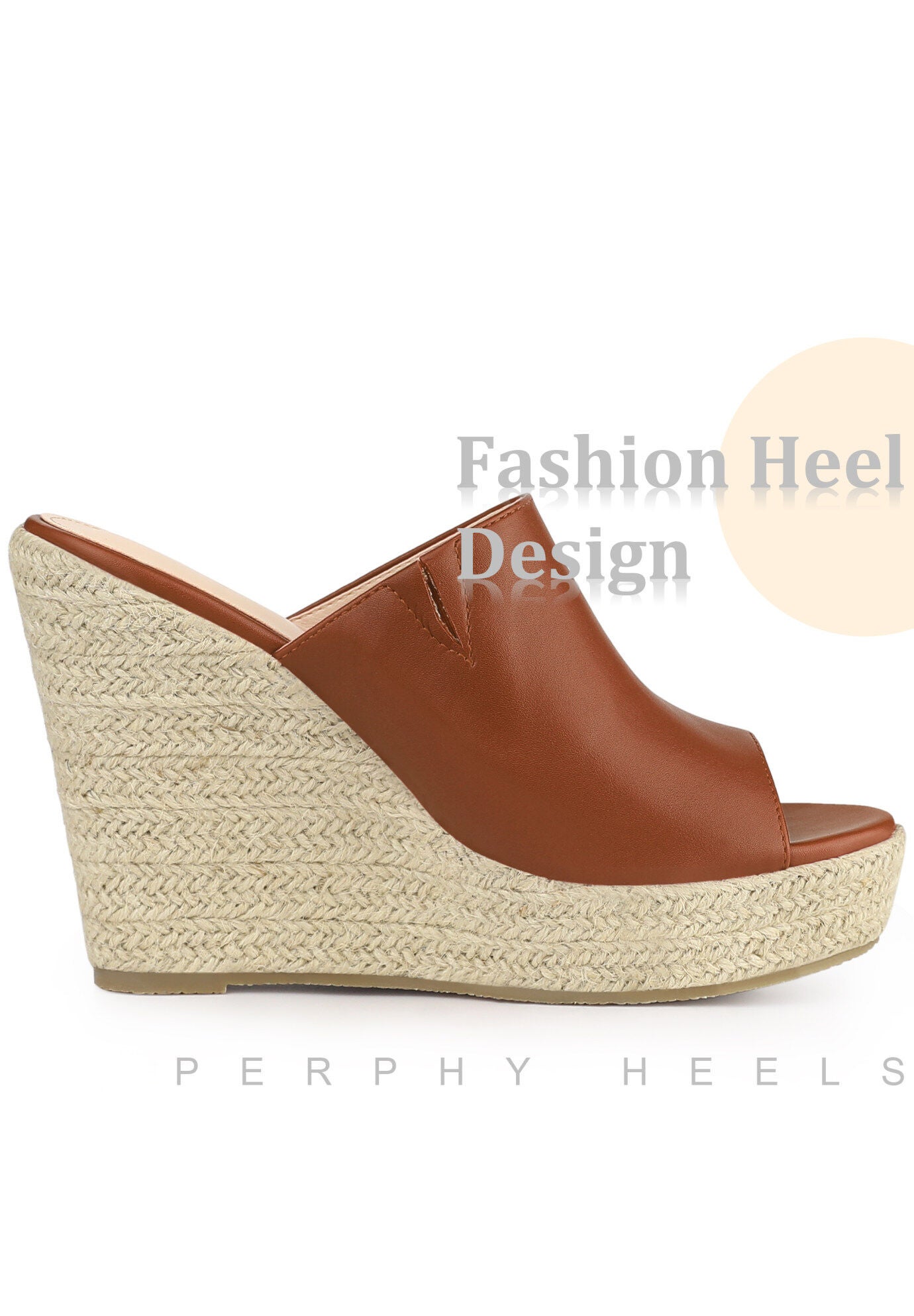 Open Toe Espadrille Wedge Heel Platform Slide Sandal, Brown / Brown, alternate image number 3