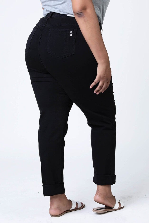 High Rise Boyfriend - Black, BLACK / Black, alternate image number 1