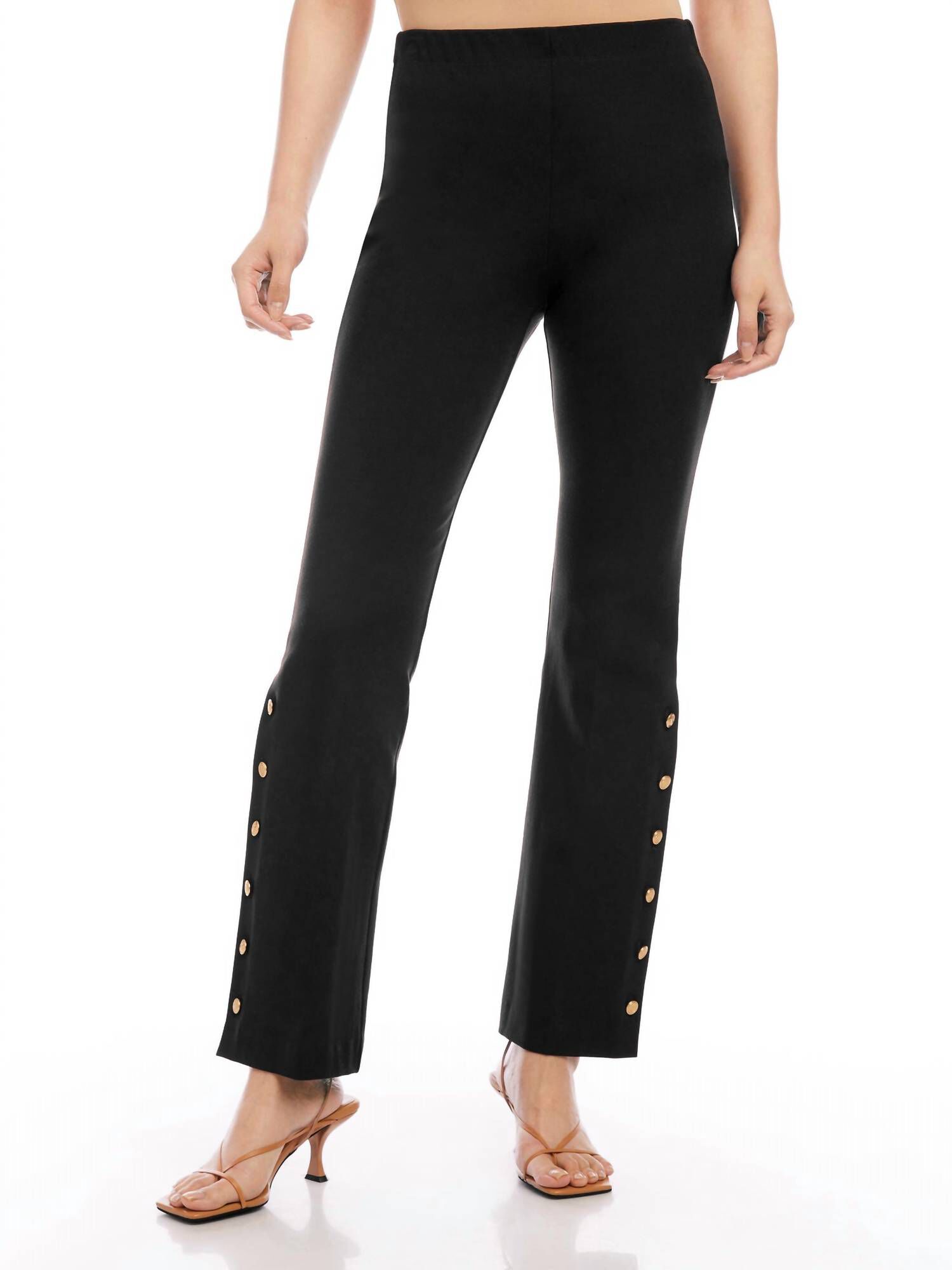 BUTTON HEM PANTS IN BLACK, Black / Black, hi-res image number 0