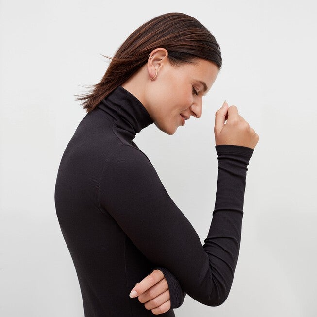 Axam Layering Turtleneck - Ribbed Pima Cotton, Black / Black, alternate image number 4