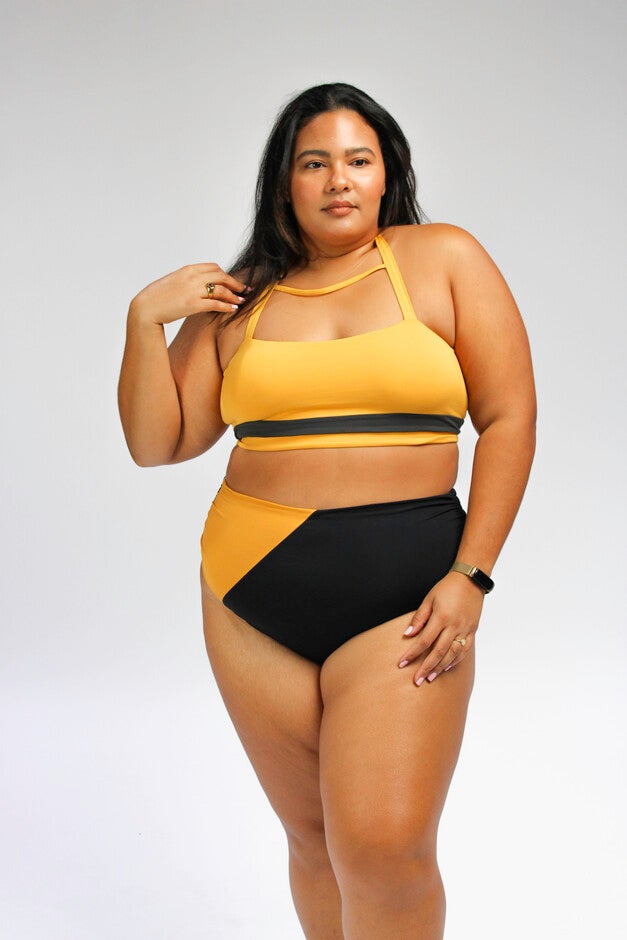 Cali super high waisted reversible bikini bottom, Black and Mustard Yellow / Black, alternate image number null