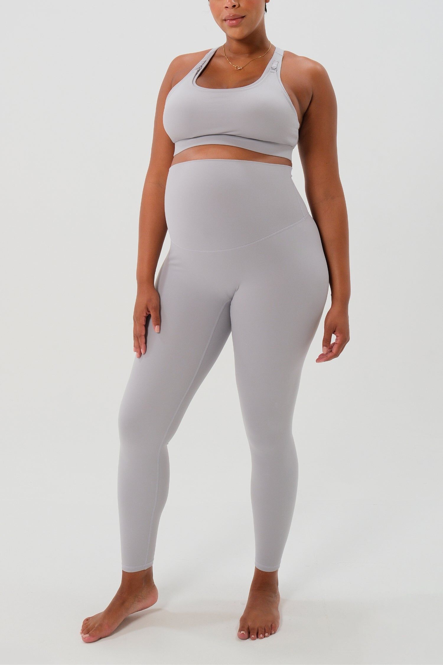 Women's Athletic Maternity Legging with Supportive Belly Band, Light Gray / Light Grey, alternate image number 1