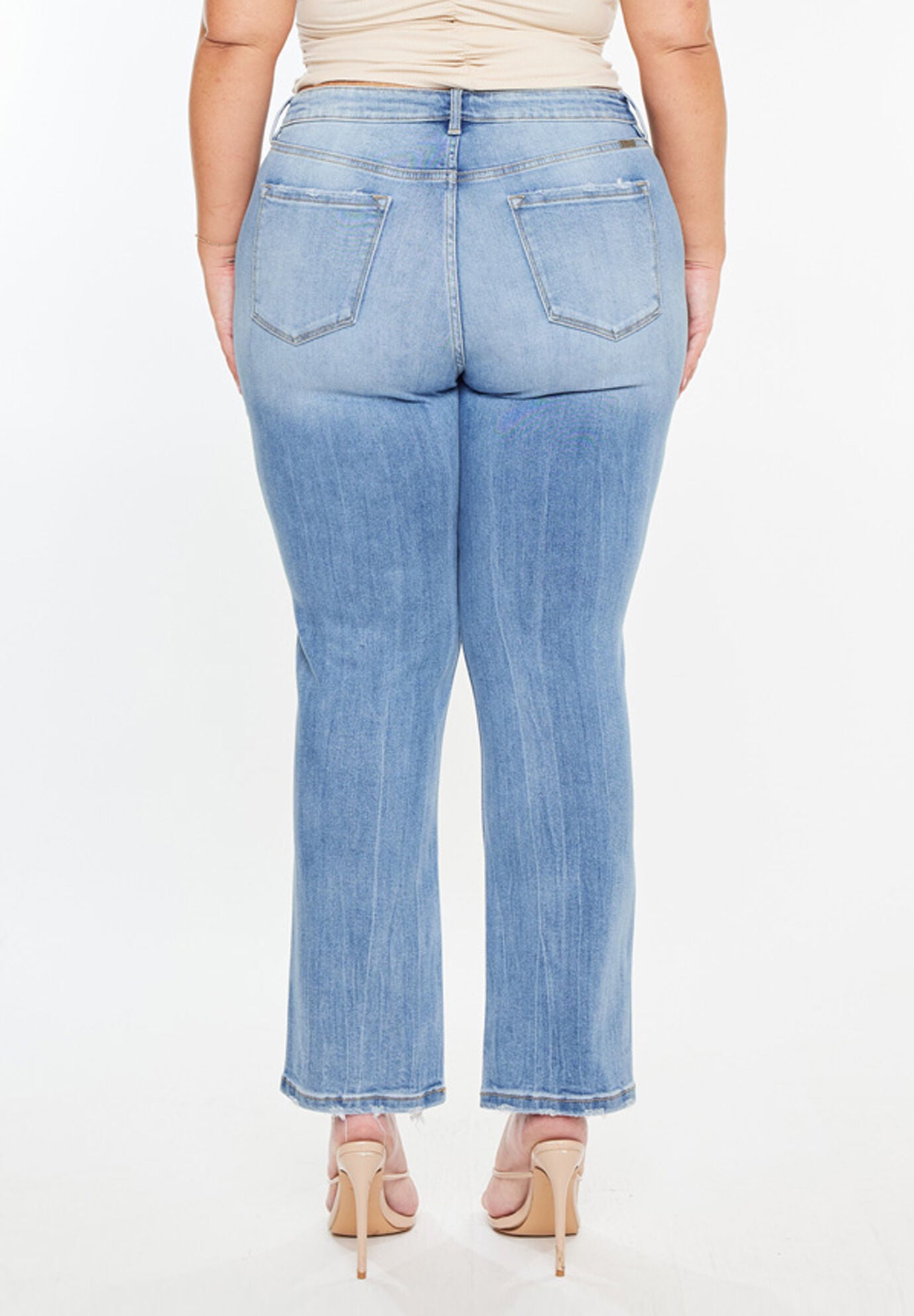 Angela Essentials High Rise Slim Crop Straight Jeans (Plus Size), Medium Wash / Medium Wash, alternate image number 5