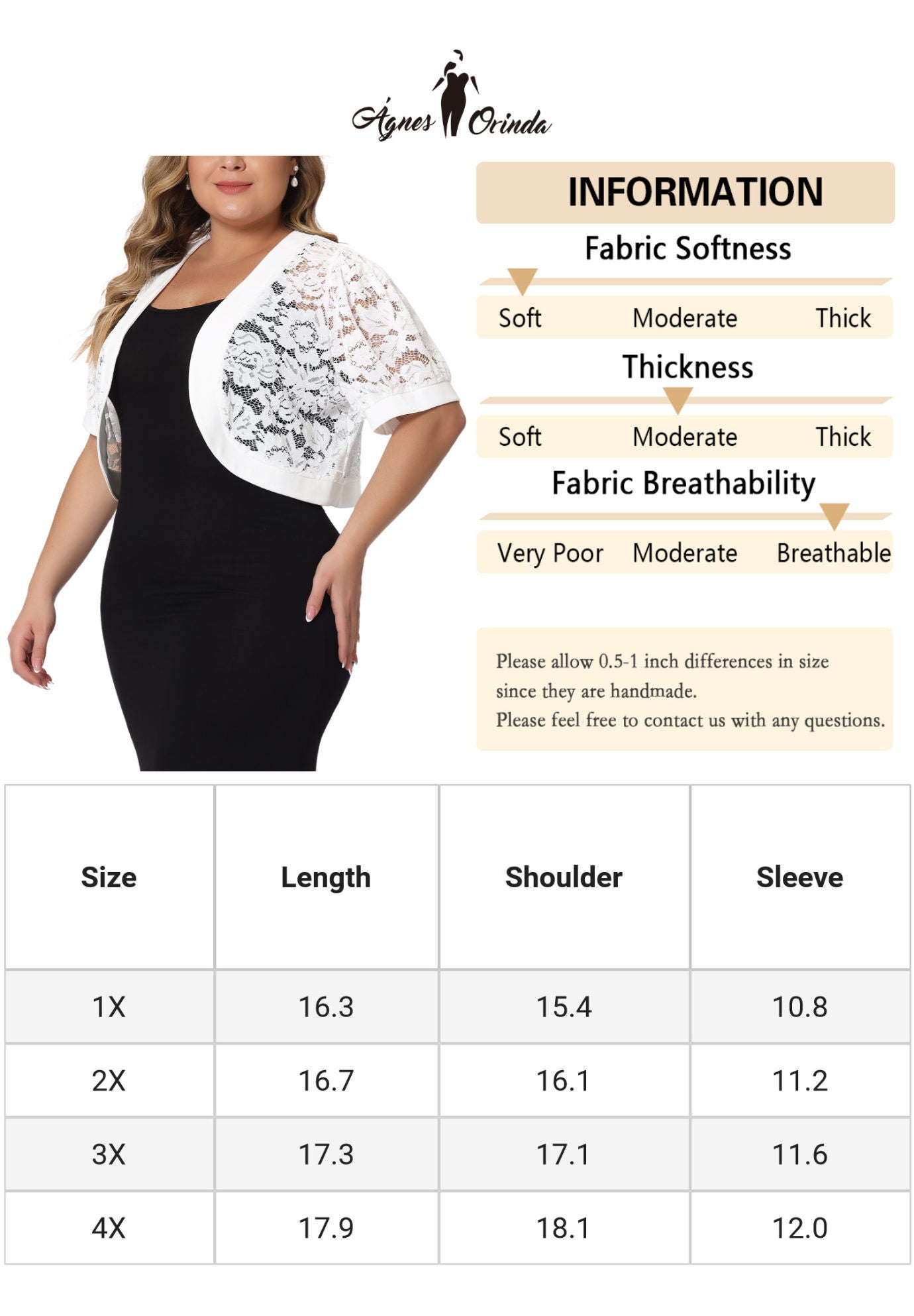 CROPPED CARDIGAN FLORAL LACE SHEER BOLERO SHRUG, White / White, alternate image number 4