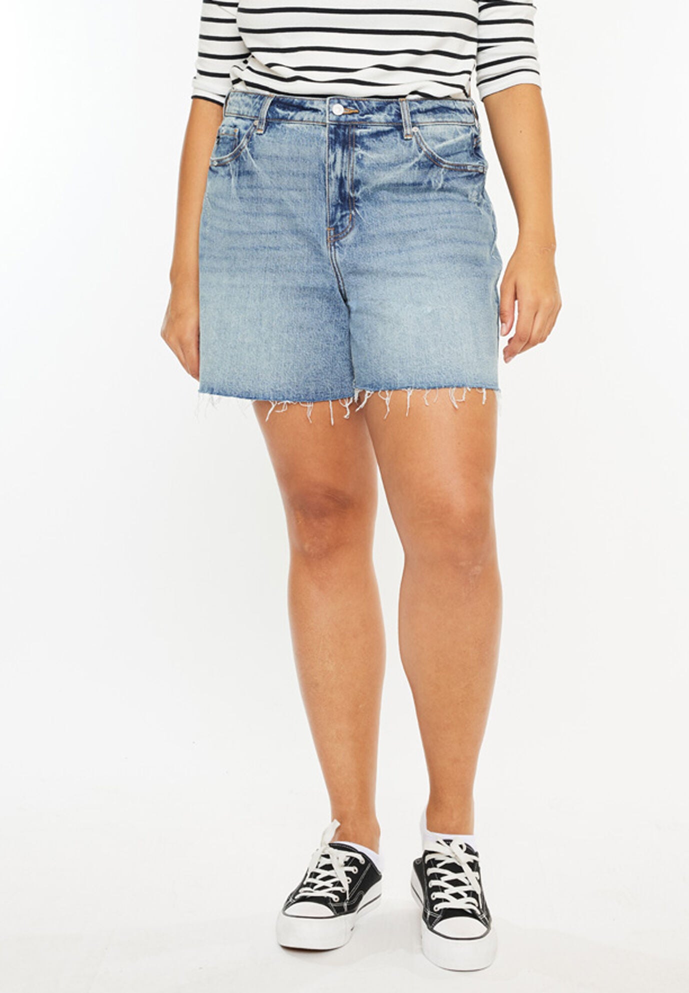 June High Rise Shorts (Plus Size), Medium Wash / Medium Wash, hi-res image number 0