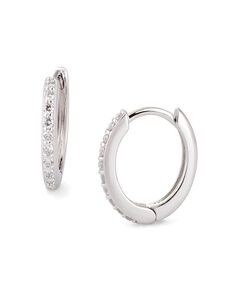12.5mm Diamond And 14K White Gold Huggies Gold