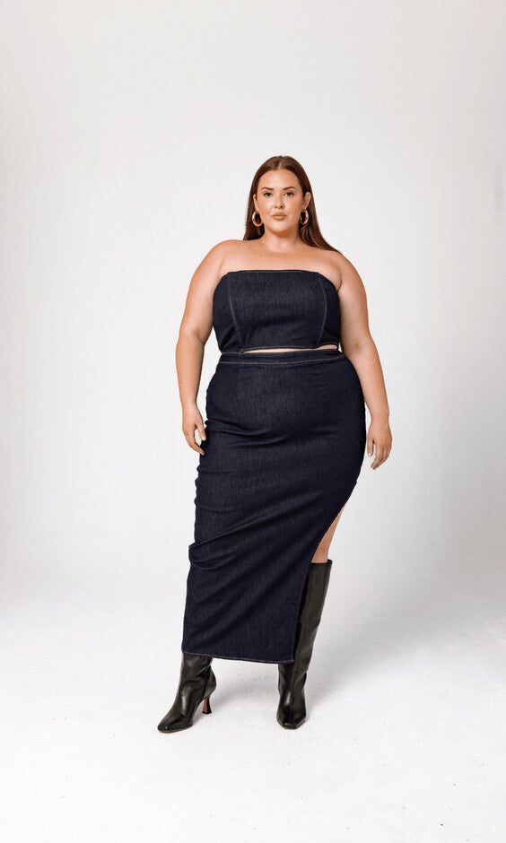Isabella Dress Denim, Denim / Dark Wash, alternate image number 2
