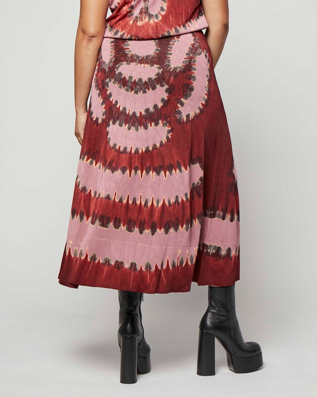 'Arroyo' Skirt, Burnt Red Shibori / Rust, alternate image number null