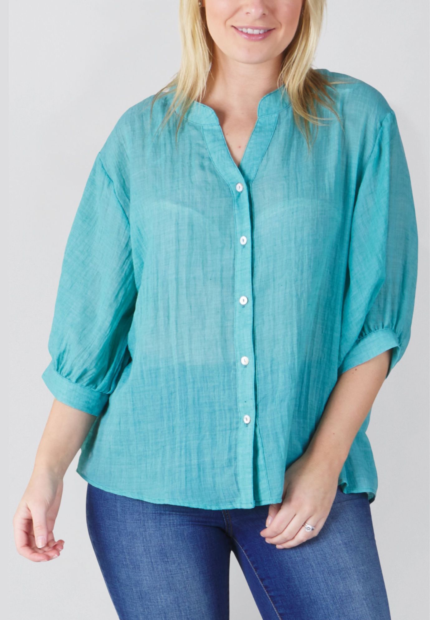 Annick- Lilou On-Off Shoulder Ditsy Floral Maxi Dress Front Slits, Blue / Teal, alternate image number 2