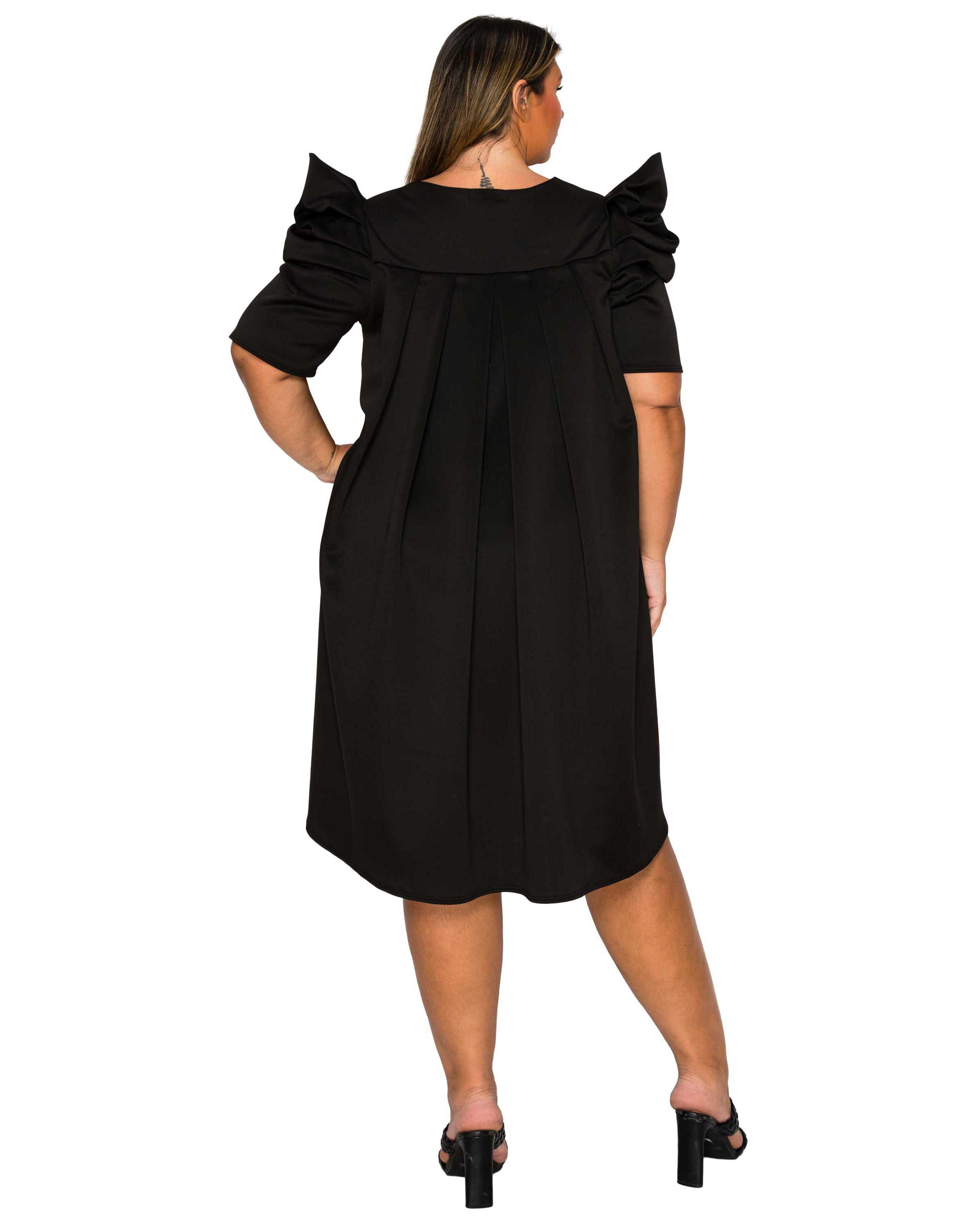 Zaya Pleated Swing Dress, Black / Black, alternate image number 2