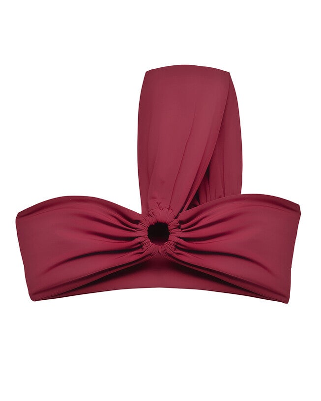 Ruched Bandeau Top, Burgundy / Burgundy, alternate image number 2