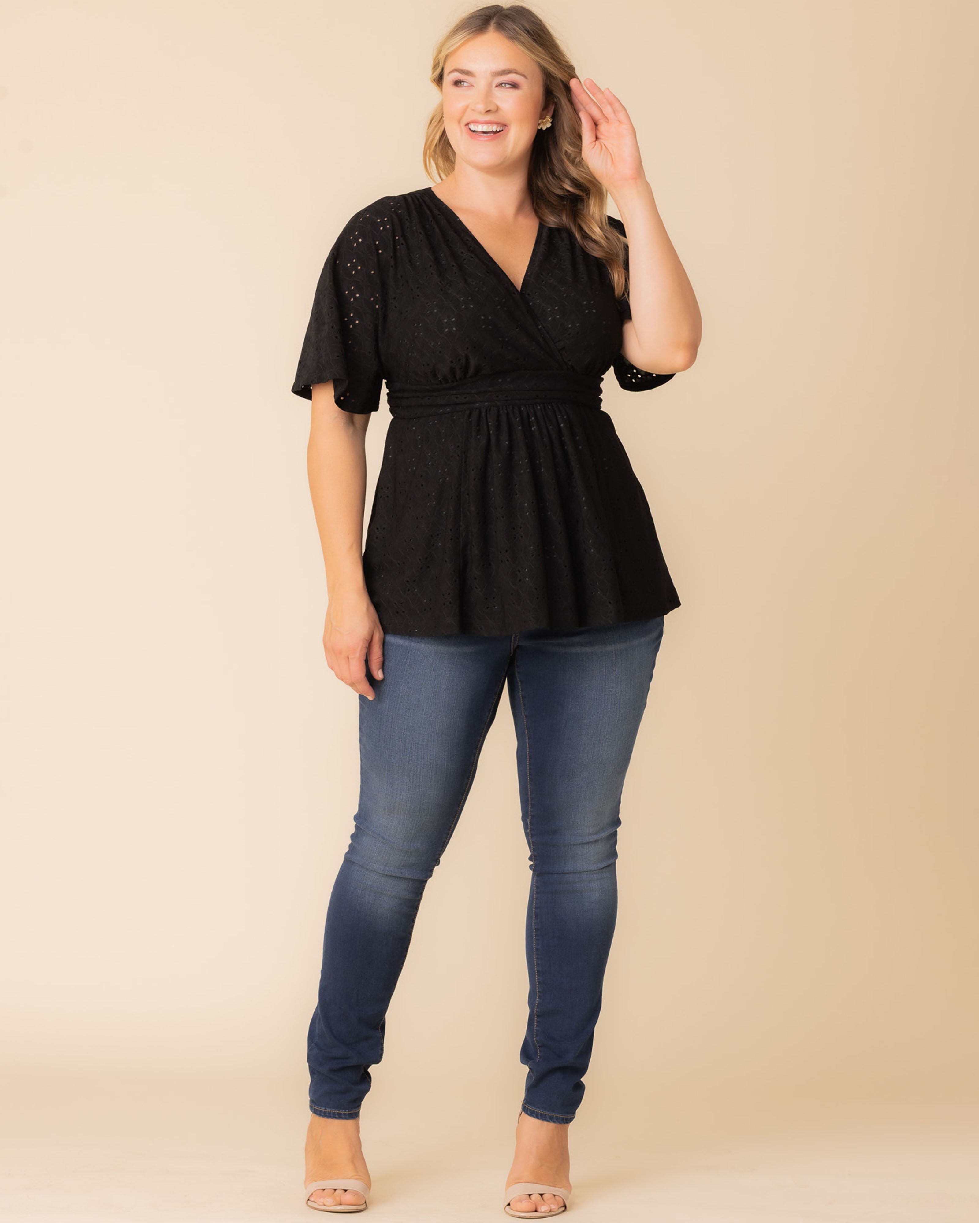 Sunny Day Eyelet Top, BLACK NOIR / Black, alternate image number 4