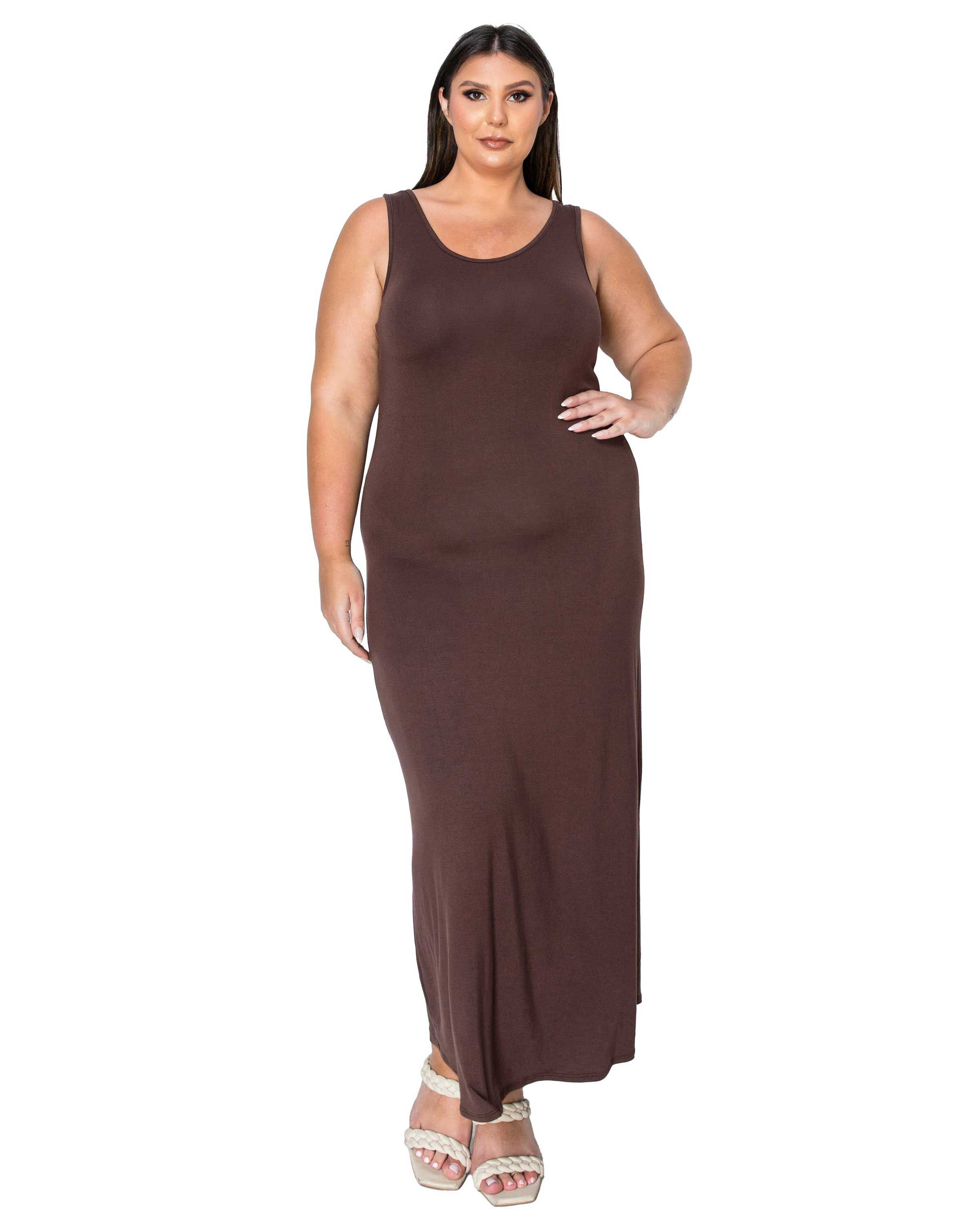 CAMO SIGNATURE SLEEVELESS MAXI DRESS, Brown / Brown, hi-res image number 0