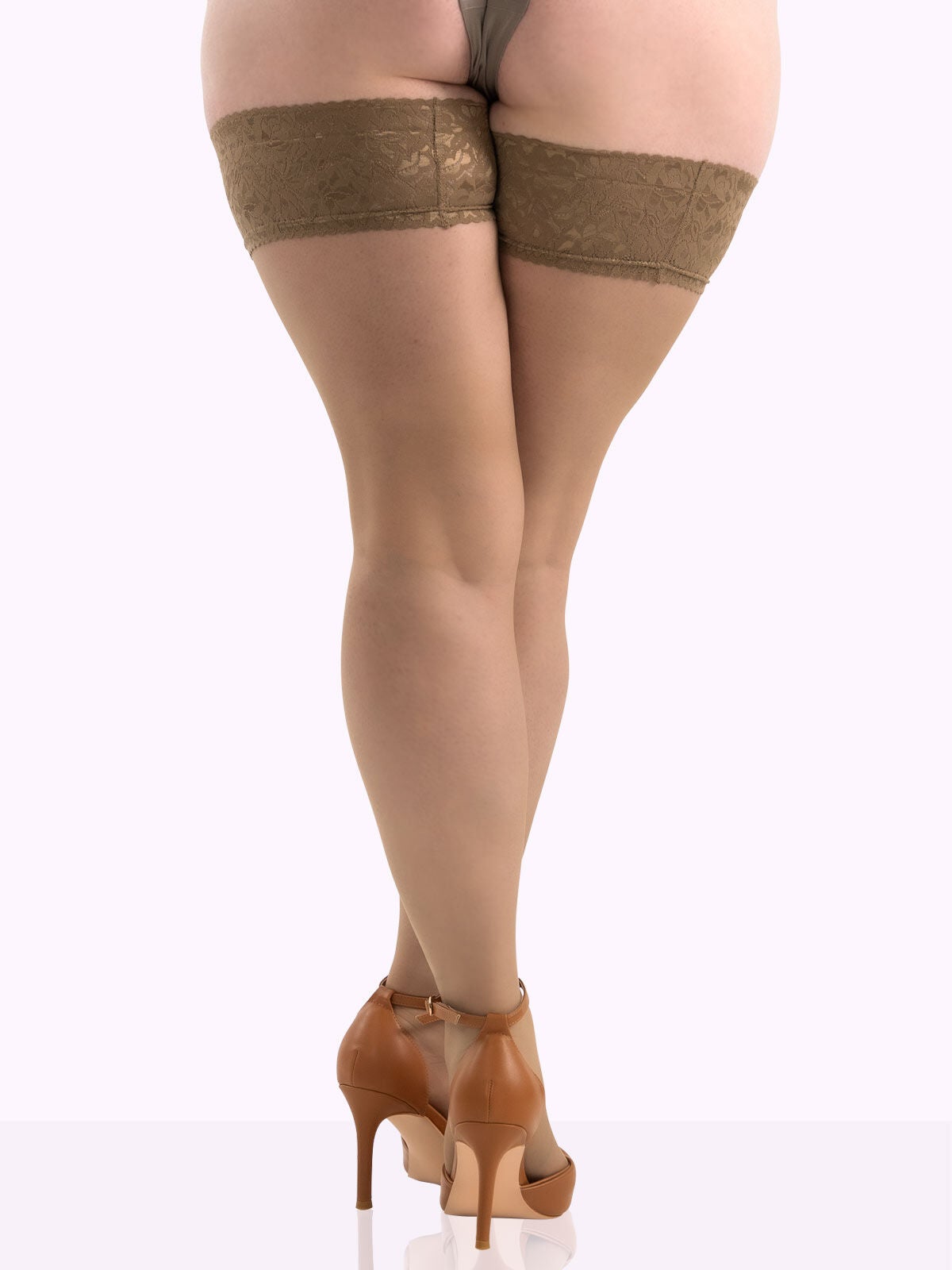 ISABELLA Sheer Thigh Highs, Chestnut Brown / Brown, alternate image number 2