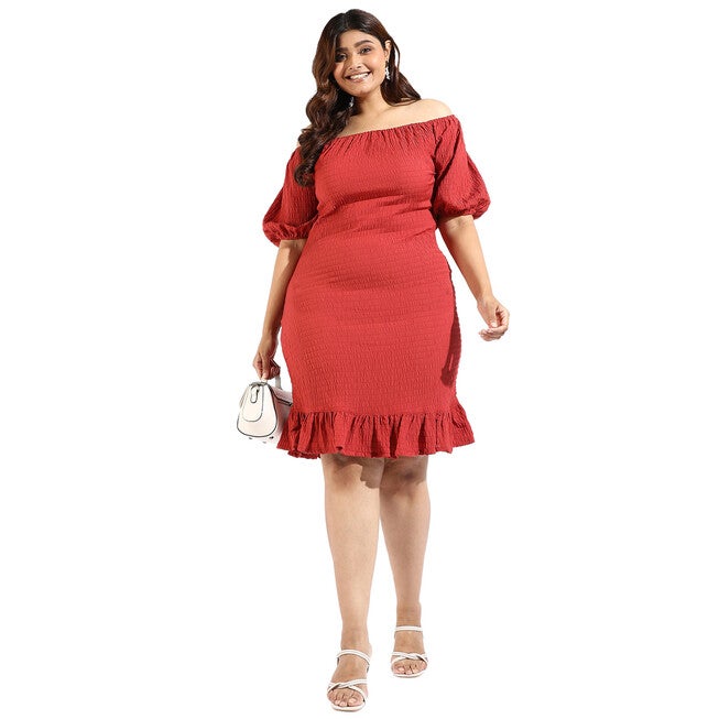 Women Solid Off Shoulder Dresses, , alternate image number null