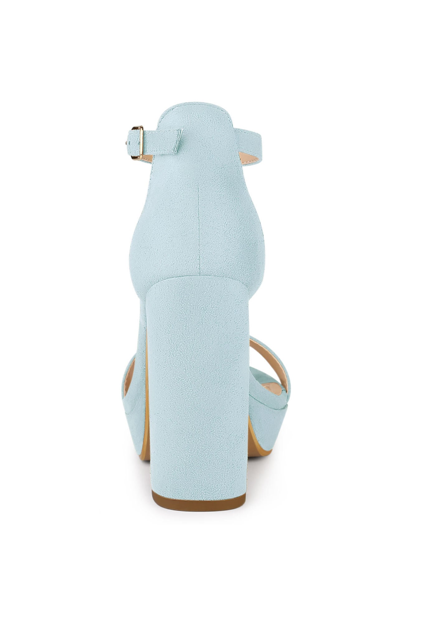 Platform Ankle Strap Chunky High Heel Sandals, SKY Blue / Azure Blue, alternate image number 2