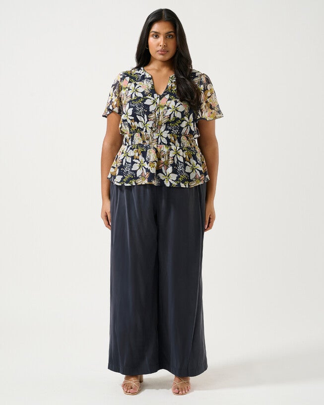 Wilsons Prom Top, Print / Navy, hi-res image number 0