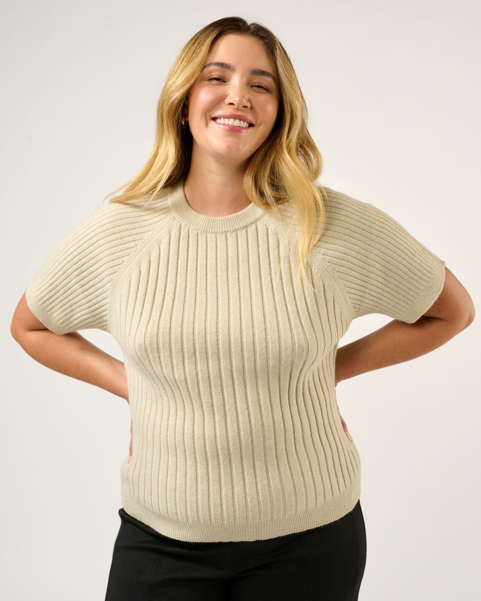 Sera Ribbed Knit, Oat / Beige, alternate image number 1