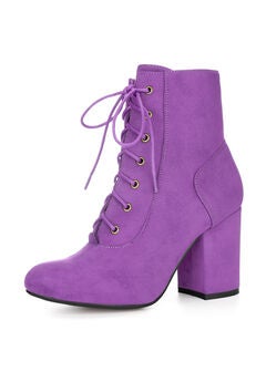 ROUND TOE CHUNKY HIGH HEEL LACE UP BOOTS
