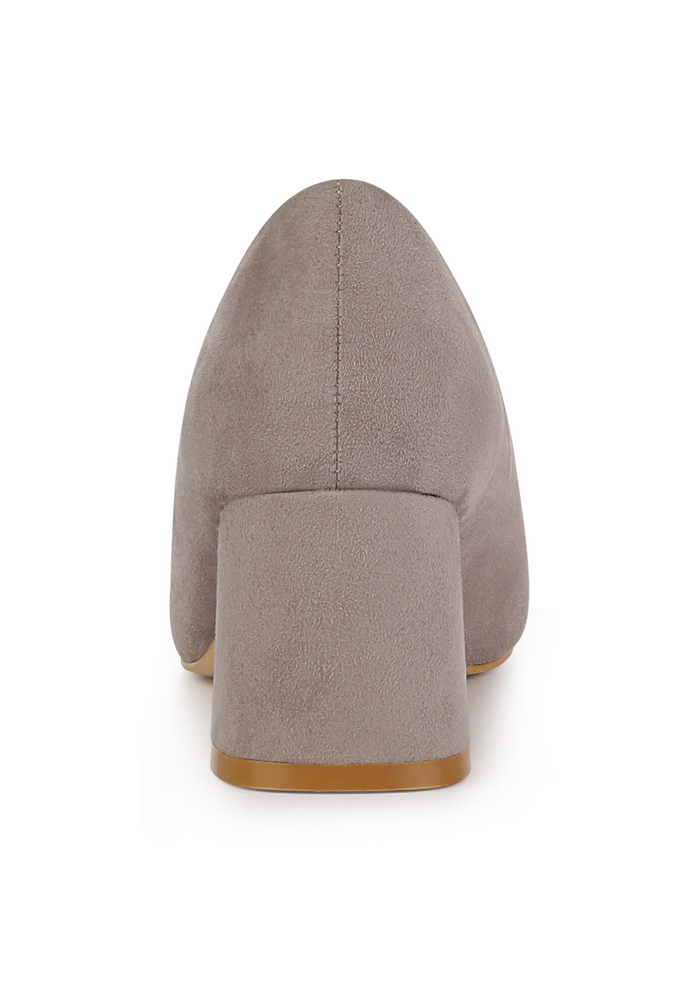 Pointy Toe Slip on Low Chunky Heels Pump, Taupe / Taupe, alternate image number 1