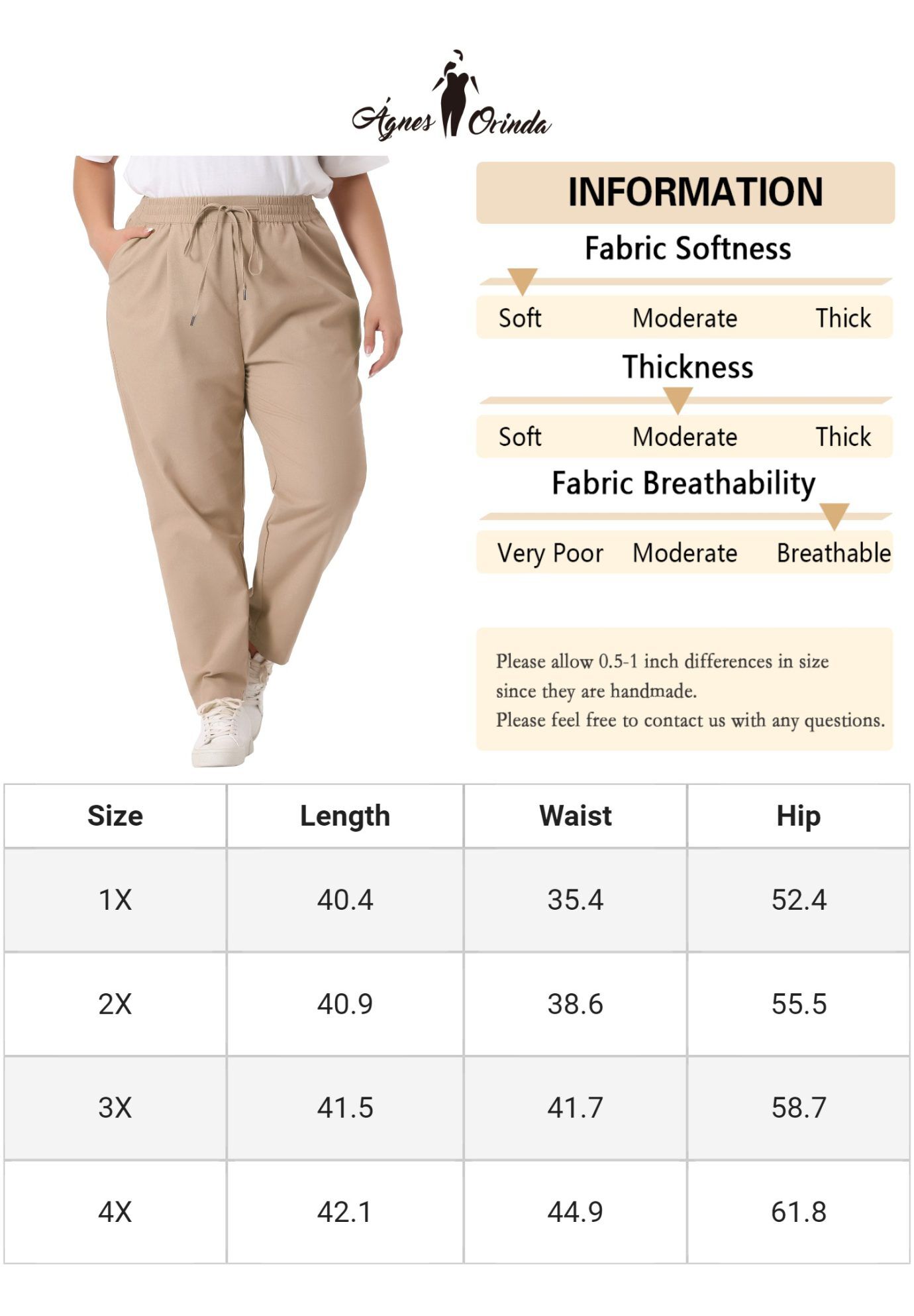 STRAIGHT LEG DRAWSTRING ELASTIC LOOSE TROUSERS, Khaki / Brown, alternate image number 4