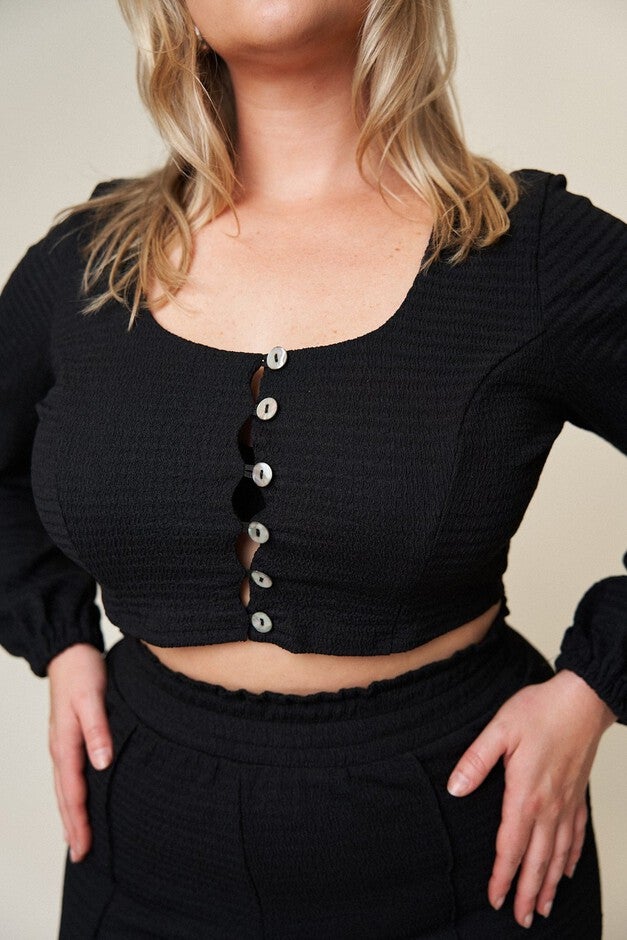 Carly Cropped Blouse, Black / Black, alternate image number 4