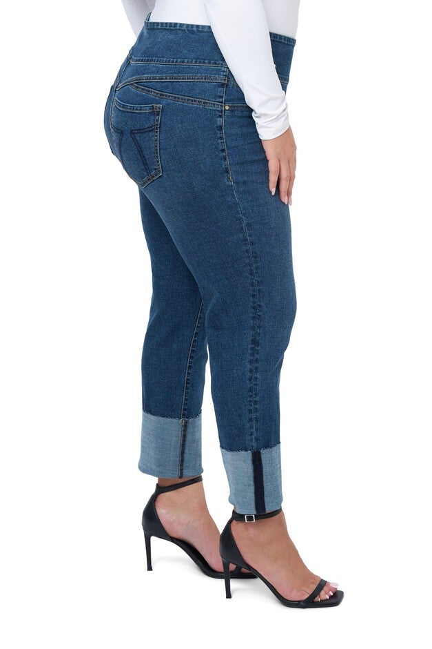 Pull On Tummy Toner High Cuff Jeans, St James / Medium Wash, alternate image number 1